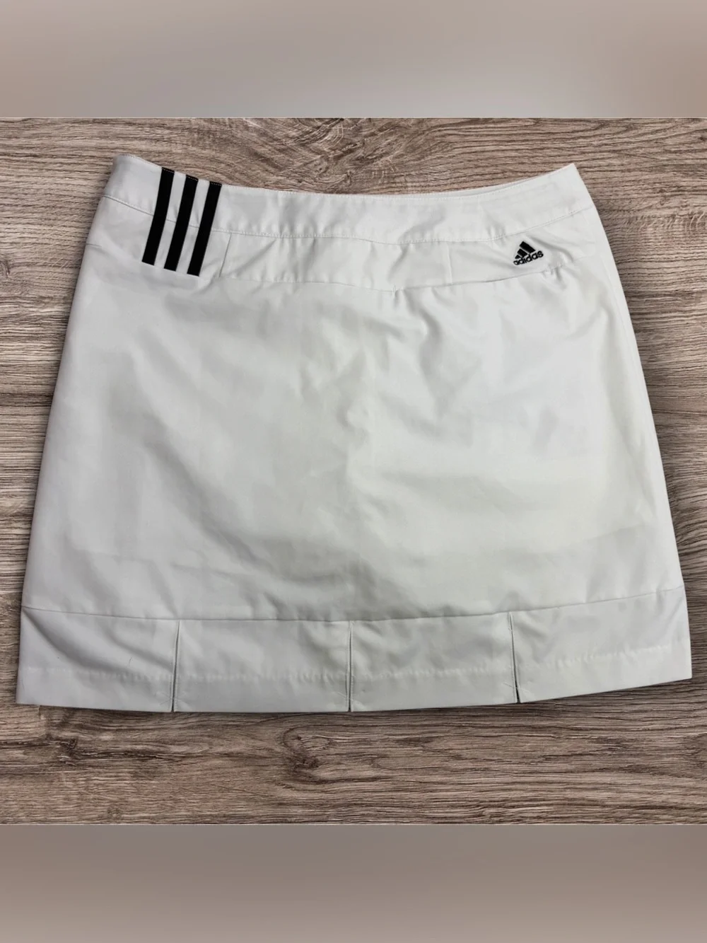 ADIDAS White Skort Clima Cool Side Zip Tennis Golf Athletic Black Stripe Skirt